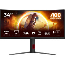 Монитор жидкокристаллический AOC CU34G4/01 Монитор LCD 34'' 16:9 1920х1080(FHD) IPS, nonGLARE, Нет, 100 Hz, 300cd/m2, H178 /V178 , 1300:1, 16.7M, 4ms, VGA, HDMI, DP, Tilt, 3Y, Black