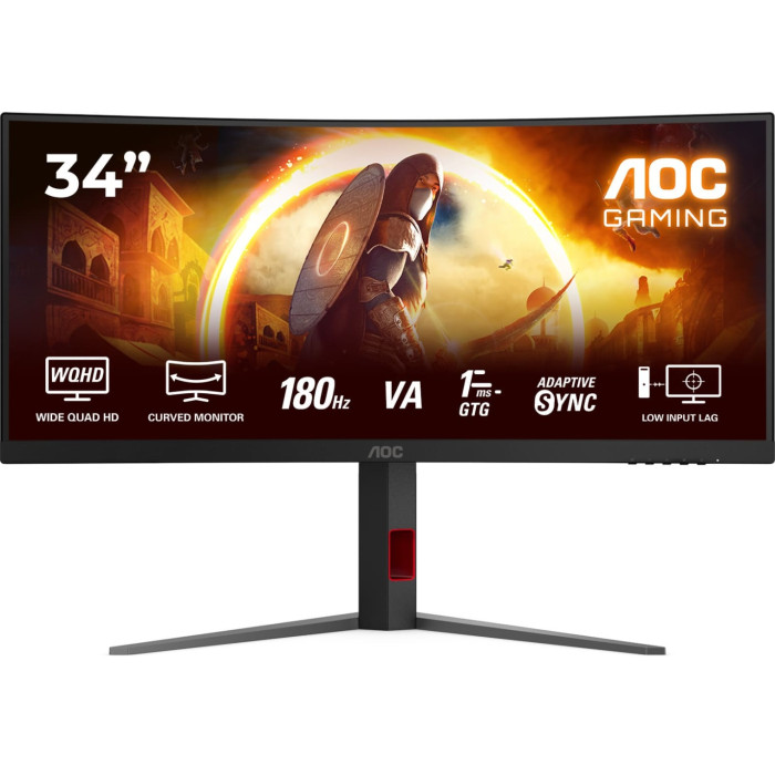 Монитор жидкокристаллический AOC CU34G4/01 Монитор LCD 34'' 16:9 1920х1080(FHD) IPS, nonGLARE, Нет, 100 Hz, 300cd/m2, H178 /V178 , 1300:1, 16.7M, 4ms, VGA, HDMI, DP, Tilt, 3Y, Black