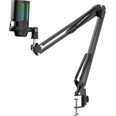 Игровой стрим микрофон Defender Space GMC 550 USB черный<br>Игровой стрим микрофон с RGB-подсветкой для стриминга, подкастов и онлайн игр. Совместим с любыми ПК и ноутбуками с USB-разъемом. Пантограф, антивибрационное крепление и поп-фильтр в комплекте.