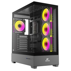 Корпус Wintek Tower 225-B TG, ATX, USB 1*3.0/2*2.0, HD+Mic, 0,5mm, 4*12cm ARGB, Black