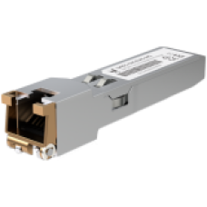 Ubiquiti UACC-CM-RJ45-MG SFP+ to RJ45 adapter, 1/2.5/5/10 GbE is a RJ45 transceiver that can be inserted into an SFP port in order to connect a copper Ethernet cable<br>