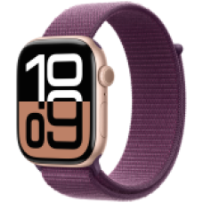 Apple Watch Series 10 GPS 42mm Rose Gold Aluminium Case with Plum Sport Loop,Model A2997<br>