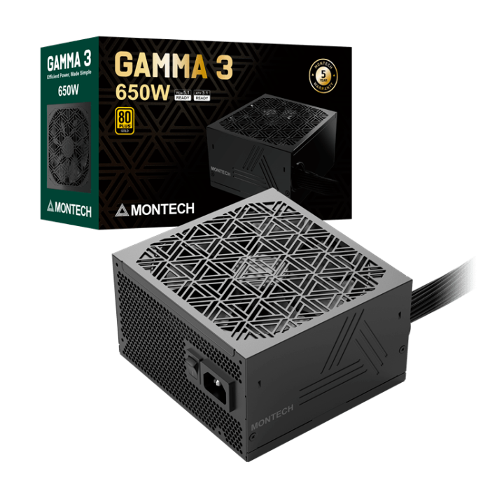 Блок питания Montech 650W, GAMMA 3 650W, Non Modular, ATX, 80+ GOLD, КПД 92%, Fan 135mm, Черный