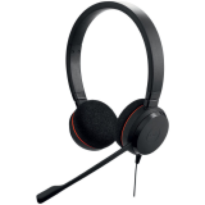JABRA EVOLVE 20 UC Stereo USB Headband, Noise cancelling, USB connector, with mute-button and volume control on the cord, with foam ear cushion<br>