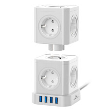 Сетевой фильтр Cablexpert Tower TWR-9-U4-W-2, 9р, 16А, 4хUSB, 3.1А, 2м, ур.защиты 4+, коробка белый<br>