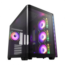Кейс M580-BP, Panoramic ATX Mid Tower, ATX(BTF), M-ATX, Mini-ITX, USB3.0 x 2, Type-C, Curved Glass, Black<br>327065