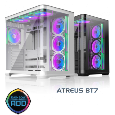 Корпус Raijintek ATREUS BT7, Midi-Tower, TG, 7x120mm ARGB, 2xUSB-A 3.0 + 1xUSB Type-C , E-ATX, ATX, mATX, mITX, Black<br>333109