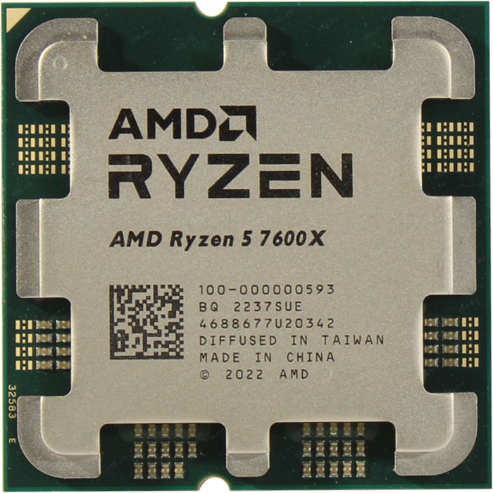 Процессор AMD Ryzen 5 7600X, AM5, 6C/12T, 4.7GHz base, 5.3GHz Turbo, L3 32Mb, 100-000000593, Tray<br>330309