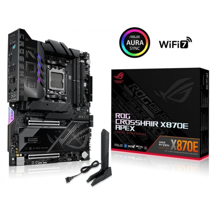 Сист.плата ASUS ROG CROSSHAIR X870E APEX, X870E, AM5, 2xDDR5, 2xPCI-E x16, PCI-E x1, 5xM2, SATA, 2xUSB4, Wi-Fi 7, BOX<br>328914