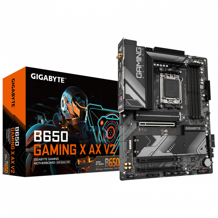 Сист.плата Gigabyte B650 GAMING X AX,B650,4xDDR5,PCI-E4 x16,1xPCI-E x1,1xM.2,6xSATA, HDMI, DPx1, Wi-Fi6E, LAN2.5GbE, BOX<br>331497