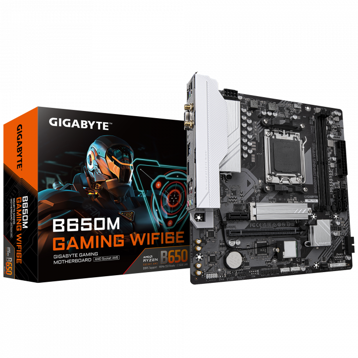 Сист.плата Gigabyte B650M GAMING WIFI6E 1.2, B650, AM5, 2xDDR5, PCI-E x16, PCI-Ex1, M2, SATA, D-Sub, HDMI, WIFI6E, BOX<br>328966