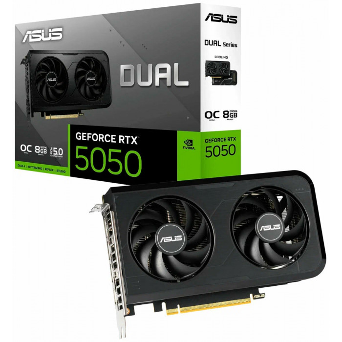 Видеокарта ASUS DUAL-RTX5050-O8G, RTX5050, 8Gb GDDR6, 128bit, 2560 CUDA Core, DP, HDMI, BOX<br>332545