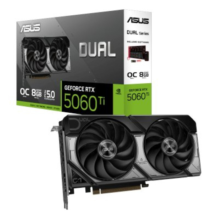 Видеокарта ASUS DUAL-RTX5060TI-O8G, 8Gb GDDR7, 128 Bit, 4608 CUDA, HDMI, DP, BOX<br>335922