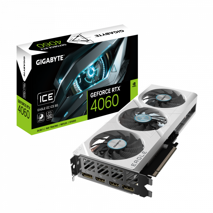 Видеокарта Gigabyte GV-N5060EAGLEOC ICE-8GD 1.0  1.0, 8Gb GDDR7, 128 Bit, HDMI, DP, WHITE, BOX<br>328975