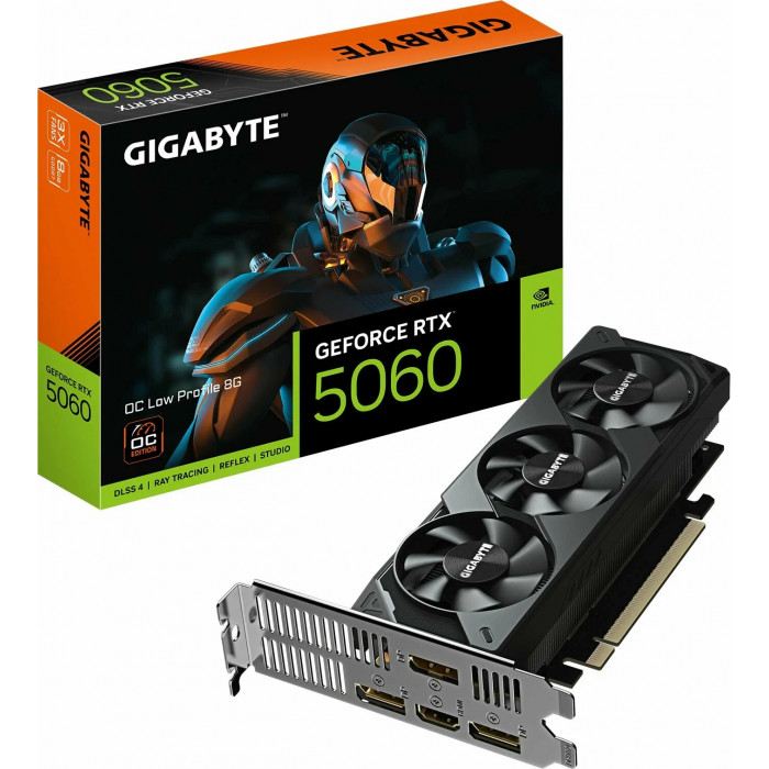 Видеокарта Gigabyte GV-N5060OC-8GL 1.0, 8Gb GDDR7, 128 Bit, HDMI, DP, LOW PROFILE, BOX<br>328978