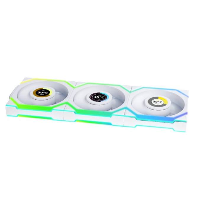 Вентилятор для корпуса Lian Li UNI FAN SL WIRELESS LCD 3x120mm White G99.12SLLCD1W3W.00<br>35413