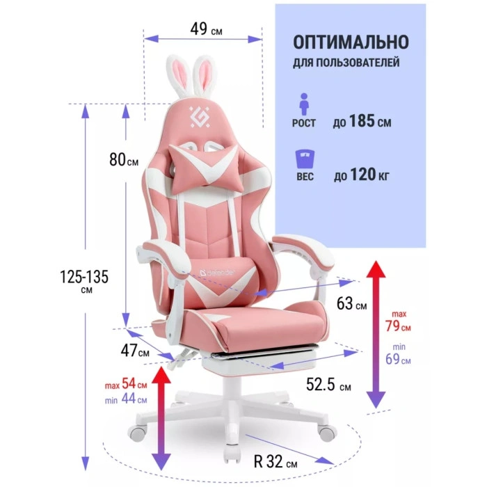 Игровое кресло Irifi, белый, розовый