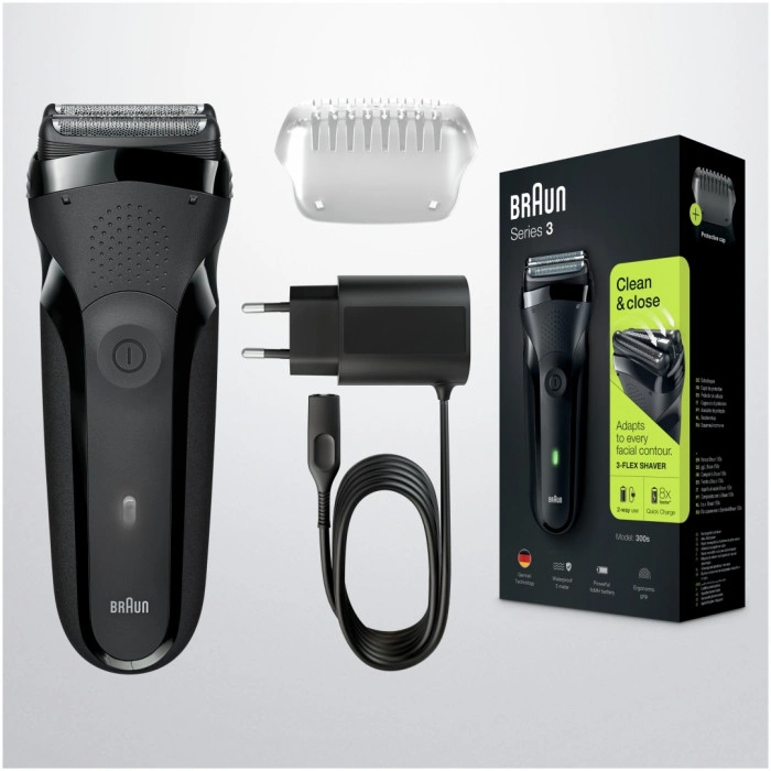 Braun Series 3 300BT с точной насадкой-триммером и 5 гребнями, чёрная