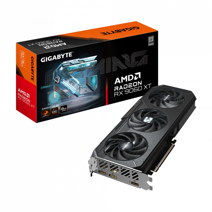 Видеокарта Gigabyte GV-R9060XTGAMING OC-8GD, 8Gb GDDR6, 128bit, HDMI, DP, BOX<br>330048